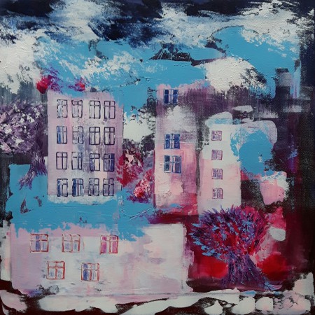 Speglingar. Akryl på duk 40 x 40.