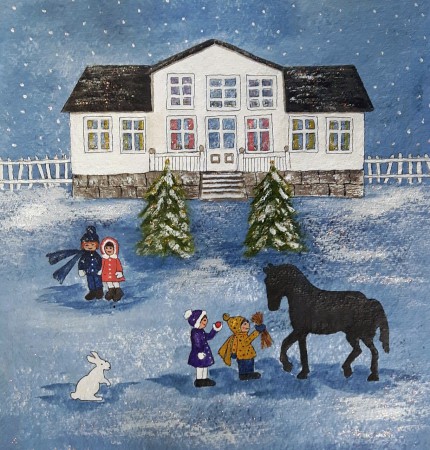 Akryl på indiskt handgjort akvarellpapper 30 x 30 cm. 