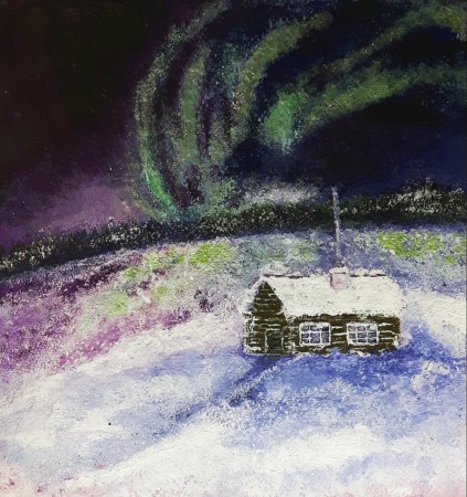 Akryl på indiskt handgjort akvarellpapper 30 x 30 cm. 