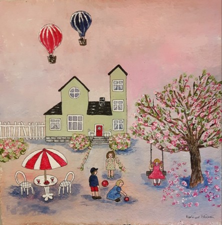 Akryl på indiskt handgjort akvarellpapper 30 x 30 cm. 